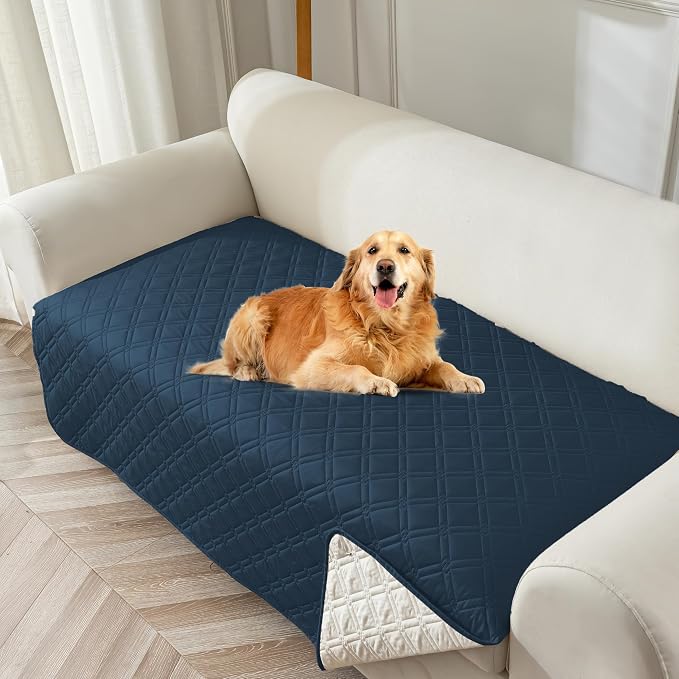 Genina Waterproof Couch Cover, Washable Anti-Slip 67 inch Sofa Covers with 3 Cushions, Sectional Couch Covers for Pets Friendly, Sofa Slipcovers for Dogs Cats, (67inch/Peacock Blue) by Genina