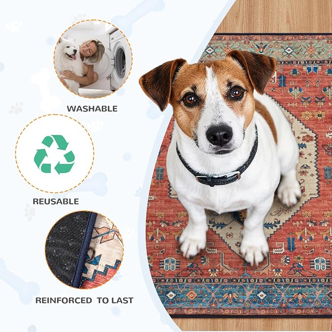 Lahome Extra-Large Washable Dog Pee Pads (72"x72") - Super Absorbent & Waterproof - Leakproof Reusable Mat for Playpens, Beds & Whelping, Convenient Cleanup,Red - Image 6