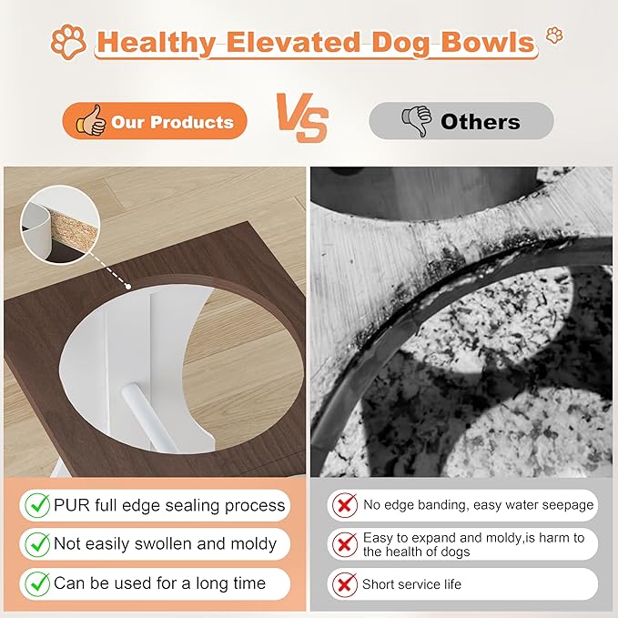 Piskyet Elevated Dog Bowls, Dog Bowls Stand, Raised Dogs Bowl's with 2 Stainless Steel Wooden Dogs Bowl,3.5Cups6''H_30 oz Bowl-Farmhouse Style - Image 5