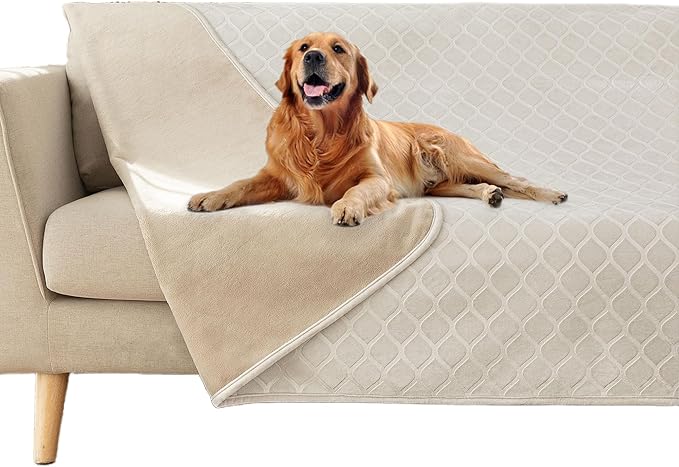 fuguitex Waterproof Dog Blanket Bed Cover Dog Crystal Velvet Moroccan Fuzzy Cozy Plush Pet Blanket Throw Blanket for Couch Sofa(68 * 82 inch, Cream+Beige) by fuguitexHome
