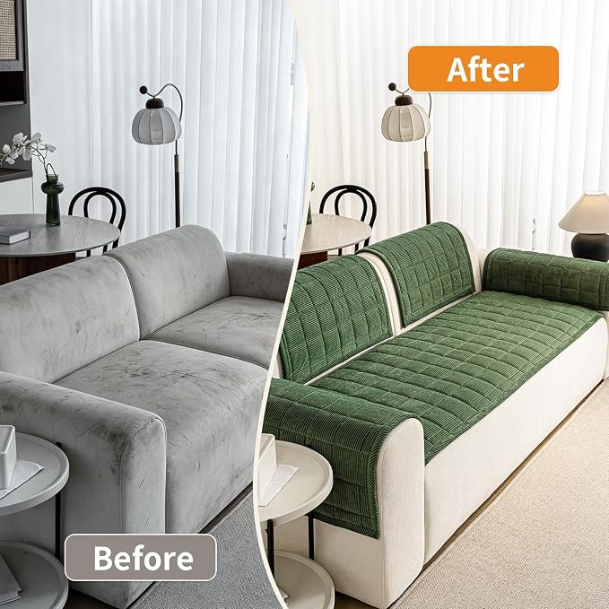 Couch Covers for Dogs Washable, 27.6"x82.7" Non Slip Couch Covers for Loveseat Sofa Pet Friendly, Soft Fuzzy Sofa Covers for Pet, Dog Couch Cover Furniture Protector(1PC,Green) - Image 6