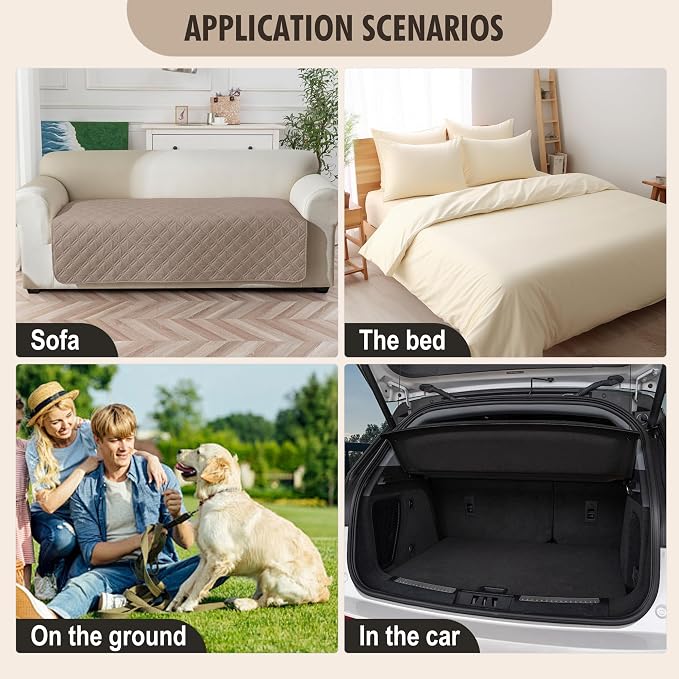 Genina Waterproof Couch Cover, Washable Anti-Slip 67 inch Sofa Covers with 3 Cushions, Sectional Couch Covers for Pets Friendly, Sofa Slipcovers for Dogs Cats, (67inch/Taupe) - Image 6