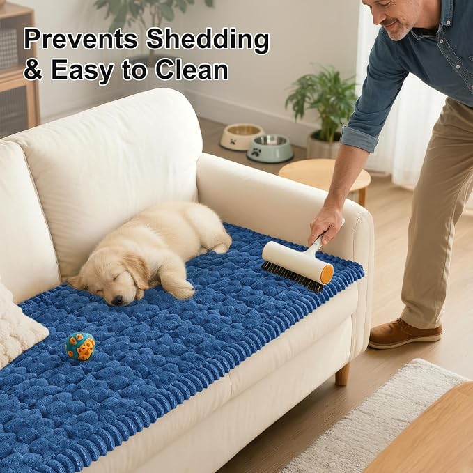 Smiry Non Slip Couch Covers for Dogs, Scratch Resistant Pet Sofa Protector | Machine Washable Soft Fuzzy Thick Furniture Cover for Sofa Loveseat Sectional Large Dogs, Navy, 27.6" x 47" - Image 6