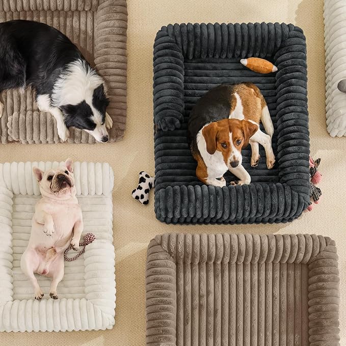 ChiXnuggle Faux Fur Orthopedic Dog Bolster Bed, Waterproof Washable Cover | rectangular dog sofa couch,egg crate foam,non-slip bottom,for small medium dogs,cream,30*24*7,puppy bed - Image 7