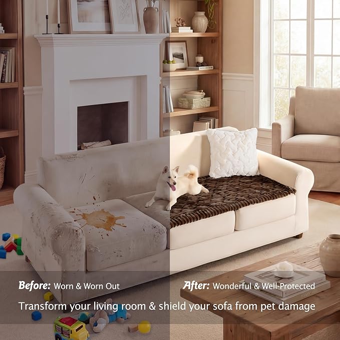 PuTian 100% Waterproof Fuzzy Couch Cover for Dogs Brown 27.6"x70.9" | Pet Friendly Dog Mat for Couch, Waterproof Sofa Protector, Scratch Resistant Furniture Cover for Dogs, Machine Washable - Image 6