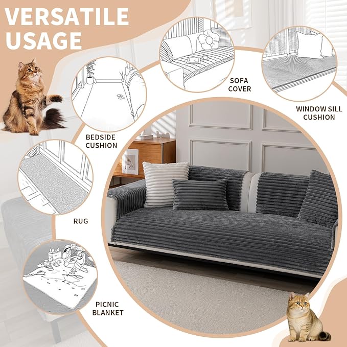 Waterproof Couch Cover for Dogs, Sofa Covers Washable & Non-Slip, Soft Dog Bed Blanket Protector for Sectional, Loveseat, Living Room Furniture (Dark Gray, 35.43"x 70.9" 1 Pack) - Image 3