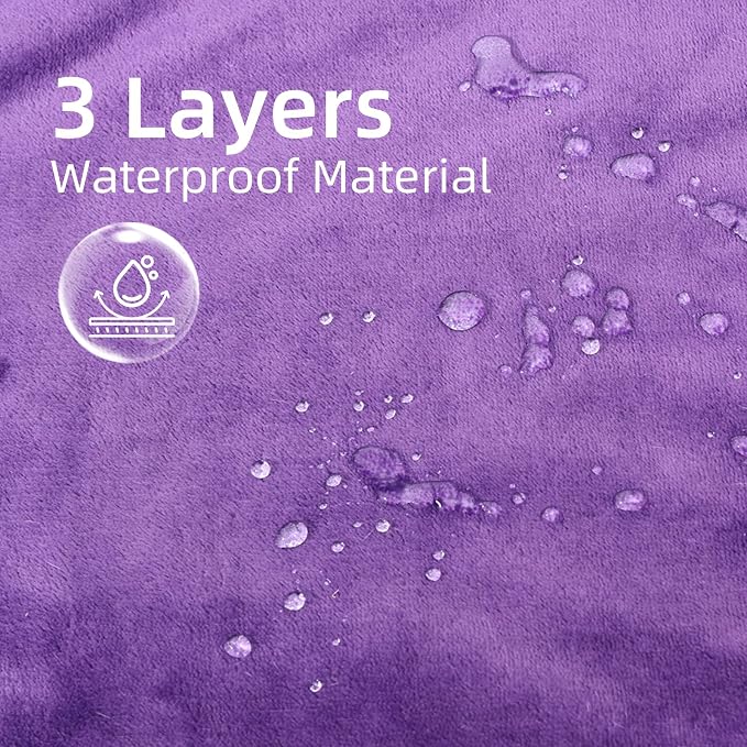 Waterproof Dog Blanket for Couch,Pee Proof Pet Blanket with 3-Layer Protection,Reversible Sherpa & Flannel Furniture Protector for Sofa Bed Car,Gifts for Cat Dog Lovers Christmas,50"x60",Purple - Image 7