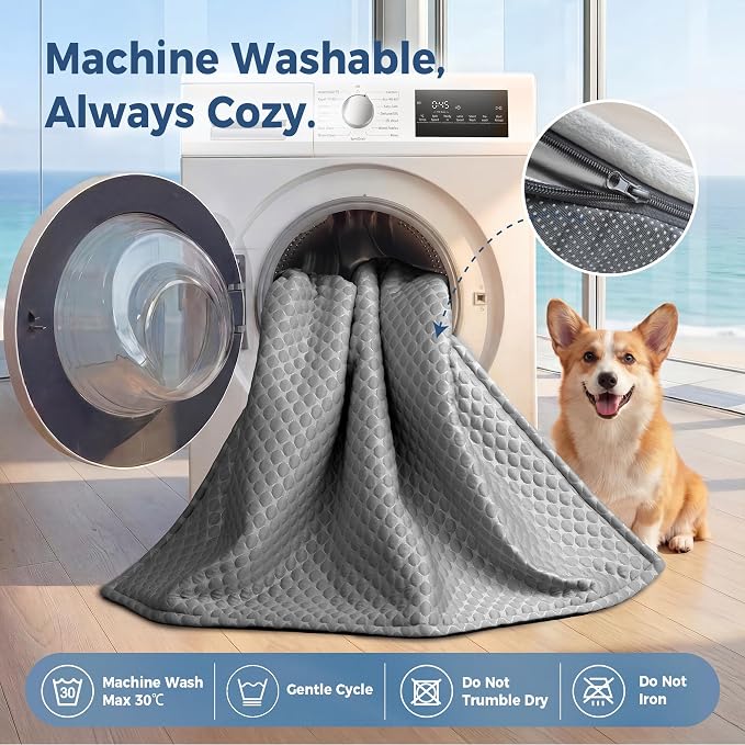 Calming Large Dog Couch Bed, Waterproof Memory Foam with Durable Cooling Mats, Washable Removable Cover Protector for Sofa, Bedside, Gift, 41 x 37 Inches, Cooling Grey - Image 8