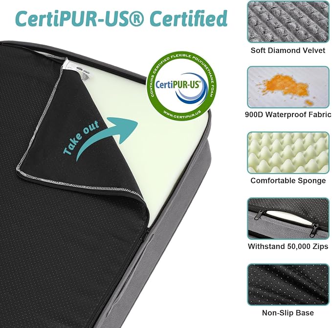 COZY KISS Orthopedic Dog Beds for Large Sized Dog, XL Bolster Pet Couch with Waterproof Lining, Egg Crate Foam Sofa for Pets Up to 100 lbs, U-Shaped, 48x32x7.5 inch, Grey - Image 8