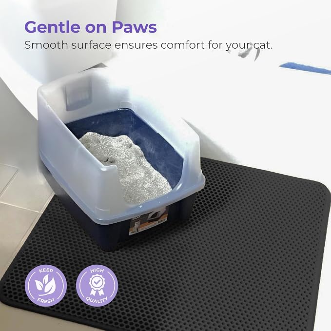 iPrimio Large Cat Litter Trapper Mat with Exclusive Urine/Waterproof Layer - Cat Litter Mat - Larger Holes with Urine Puppy Pad Option for Messy Cats - Soft on Paws and Light - 30" x 23" (Black Color) - Image 6