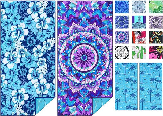 2 Pack Microfiber Thin Beach Towel Lightweight 71x32 Oversized Extra Large Sand Free Towels Quick Dry for Travel Pool Yoga Gym Sports Beach Accessories Vacation Essential Gift by TwoYek