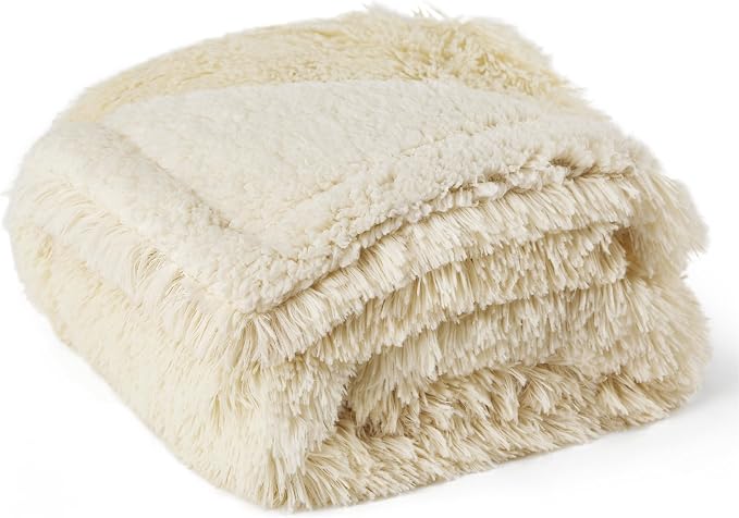 Bedsure Waterproof Dog Blankets for Large Dogs, Fluffy Faux Fur, 50×60" | Plush Fuzzy Reversible Pet Blankets for Couch and Dog Bed, Soft Calming Throw Cat Blanket Washable, Dog Gift, Cream White - Image 9
