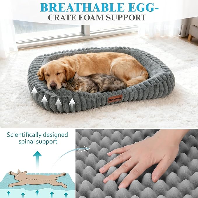 Orthopedic Dog Bed, Memory Foam Bolster Bed for Large Dogs | 30L x 24W x 5H, Bolster Sides Design, Washable Cover, Orthopedic Support Structure, Non-Slip Bottom, Medium Dog Bed, Grey - Image 2