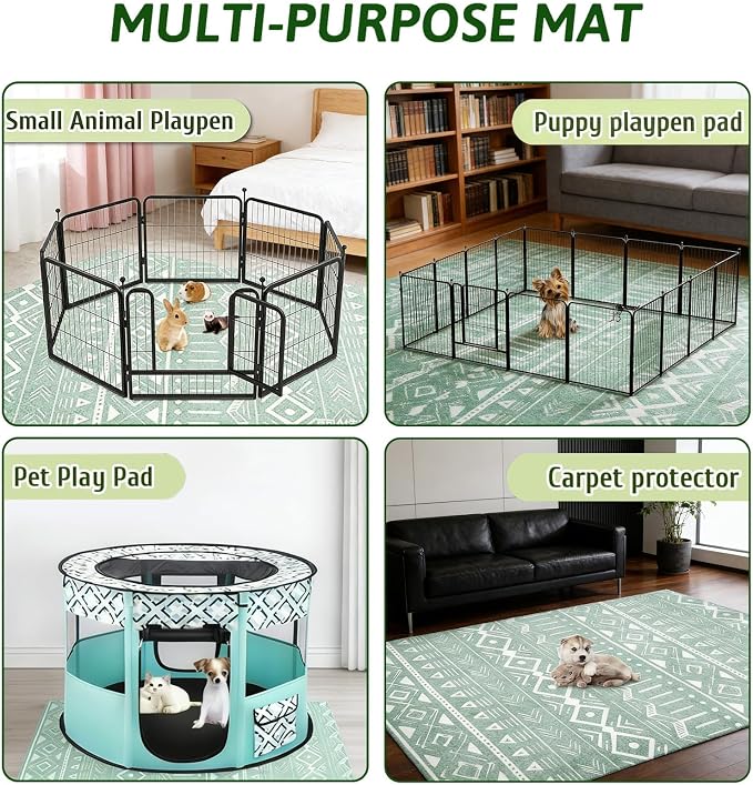BNOSDM Washable Rabbit Cage Liner Waterproof Bunny Floor Mat for Cage, Playpen & Hutch, Anti Slip Pet Rug for Rabbits,Guinea Pigs, Small Animals - Reusable Pee Pad 91"X 63" - Image 4