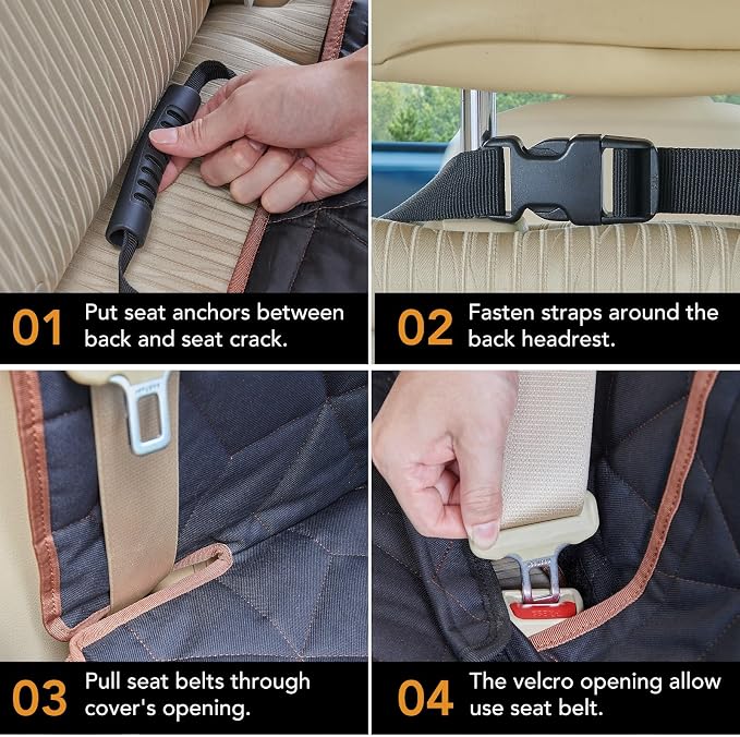 Petiza Dog Car Seat Cover for Back Seat, Heavy-Duty Non-Slip Waterproof Car Bench Protector for Pets,Compatible with Middle Armrests ，Dog Seat Cover Universal for Cars Trucks and SUVs - Image 6