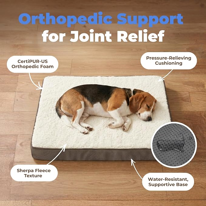 Best Pet Supplies Orthopedic Dog Bed with Memory Foam, Washable Dog Crate Mat for Small, Medium & Large Dogs, Thick Mattress for Crates, Kennels or Floor, Waterproof Pet Bed - Brown, 41 x 29 x 4 - Image 3