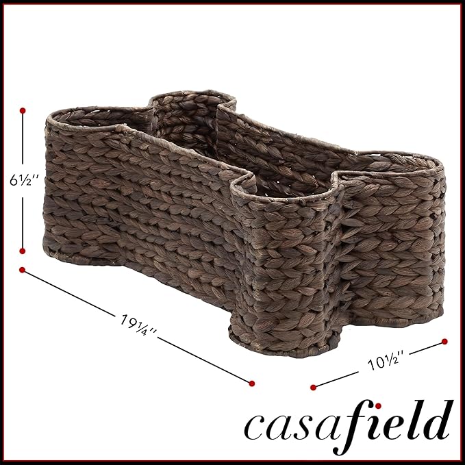 Casafield Dog Bone Shaped Storage Basket - Espresso, Large Woven Water Hyacinth Pet Toy Organizer Bin - Image 3