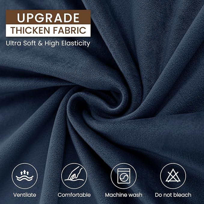 XINEAGE 2-Piece Velvet Armchair Sofa Cover, Couch Covers for Dog,Navy Blue | 1 Cushion Chair,Stretch Non-slip Elastic, Pet-friendly, Washable, Fast Setup, Soft Plush Fabric, Furniture Protector. - Image 5
