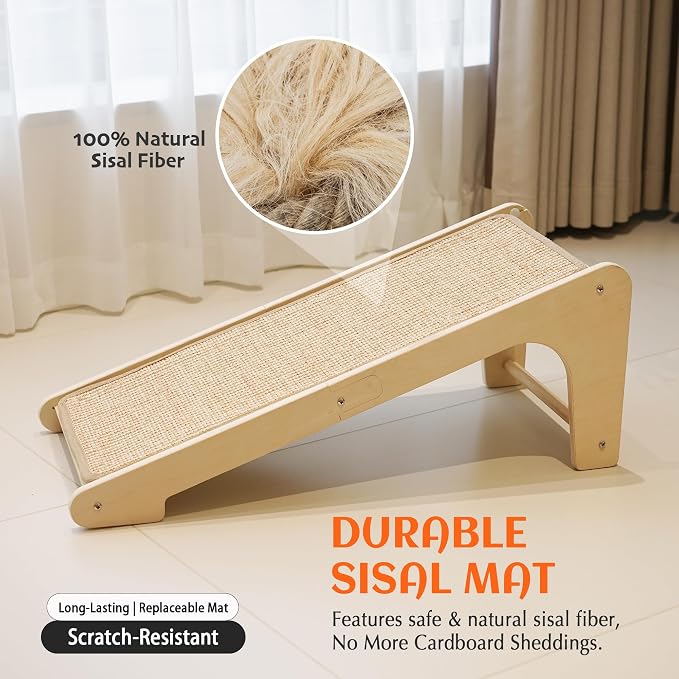 PETKARAY Cat Scratcher, Cat Sisal Scratching Ramp, L Shape Cat Scratch Pad for Indoor Cats, Wall Furniture Protector with Catnip Large - Image 3