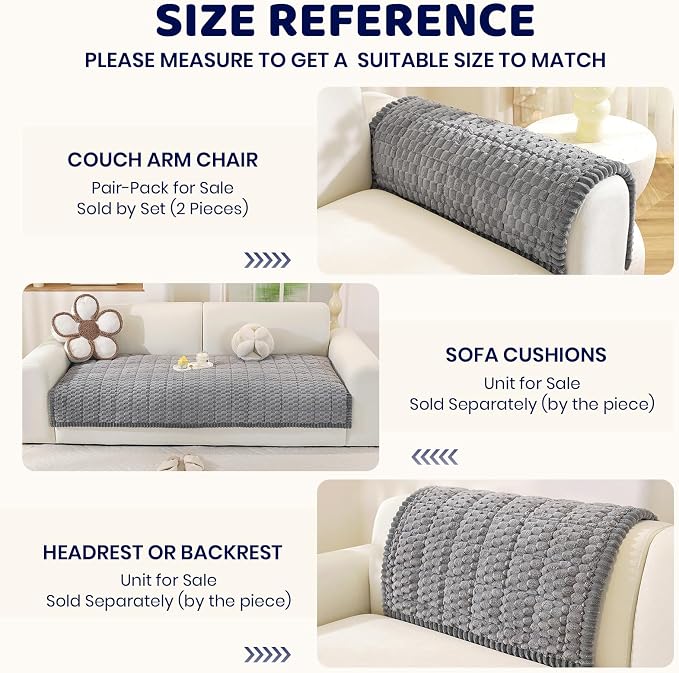 Royhom Couch Cover for Dogs Washable，Non Slip Sofa Protector for Pets | Durable & Easy Care, Soft Furniture Cover for Leather & Fabric Couches Against Claws, Spills & Fur, 35.4x82.7 Inch, Grey - Image 6