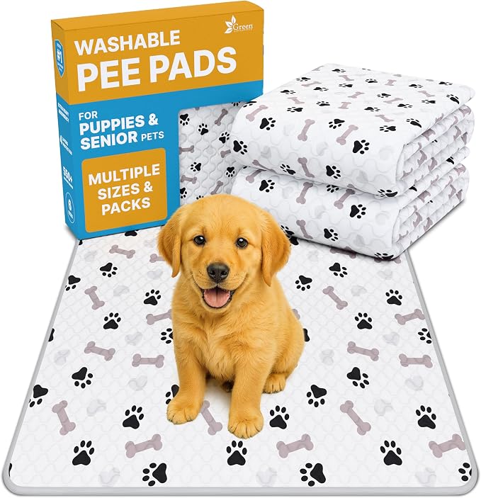 GREEN LIFESTYLE Washable Pee Pads for Dogs - Waterproof Reusable Puppy Pads with Anti-Slip Backing, Pet Training Pad for Puppy Playpen, Crate, Whelping Box, Potty Training (Pack of 2 - 34x36) by GreenLifeStyle