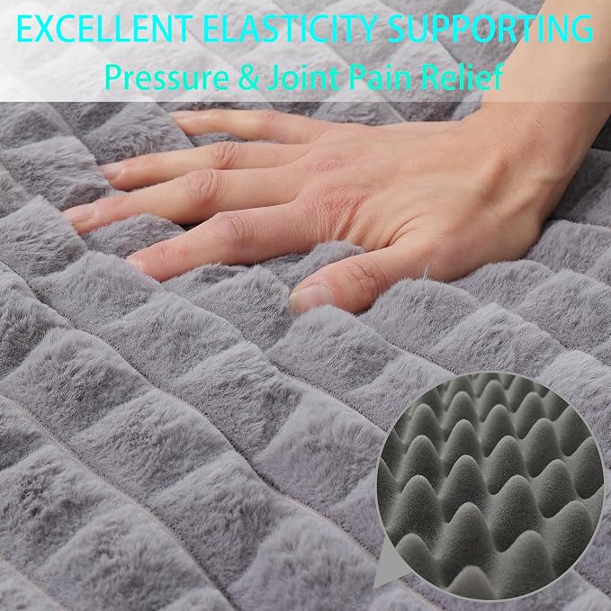 Grey 42''x30''x4 Big XL Orthopedic Rabbit Plush Cover Dog Bed | Soft, Waterproof, Egg Foam, Pet Crate Beds Mat, Kennel Pads, Removable Washable Cover,Non-Slip Bottom,Anti-slip oxford fabric - Image 5