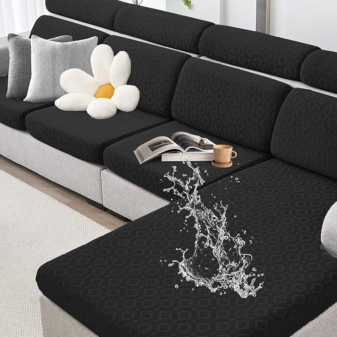 Genina Waterproof Couch Cushion Covers for Pets Washable Sofa Seat Covers | Non Slip,Stretch Jacquard Fabric,Pet Hair & Scratch Protection,Easy Installation,Furniture Protector,Sectional Sofa,1 Piece by Genina