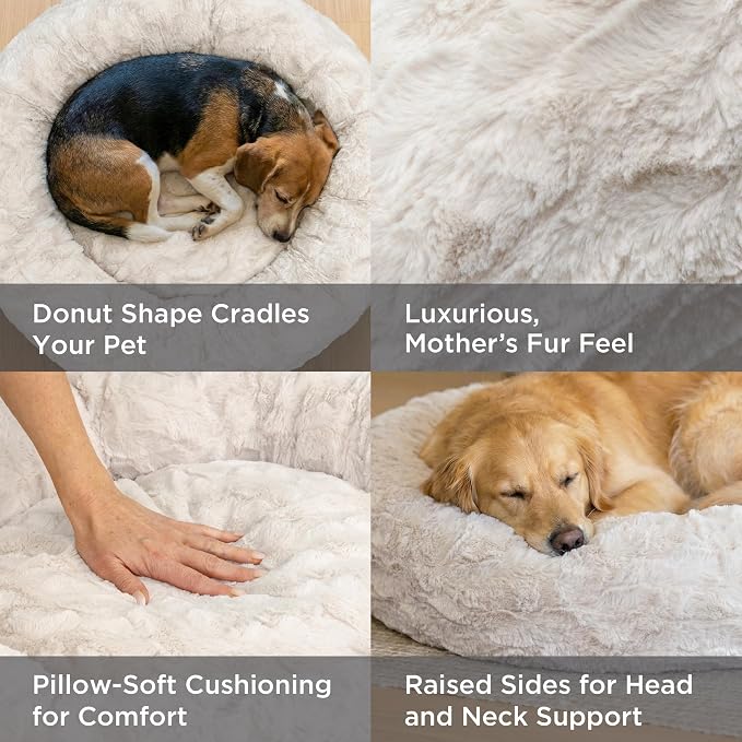 Best Friends by Sheri The Original Calming Donut Dog Bed for Medium Dogs up to 45 lbs, Lux Faux Fur, Mink Dark Gray, 30" x 30" - Image 3