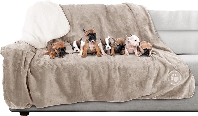 Waterproof Blanket for Pets - Reversible Throw Protects Couch, Car, and Bed from Spills, Stains, or Fur - Plush Blanket by Petmaker (Tan) by PETMAKER