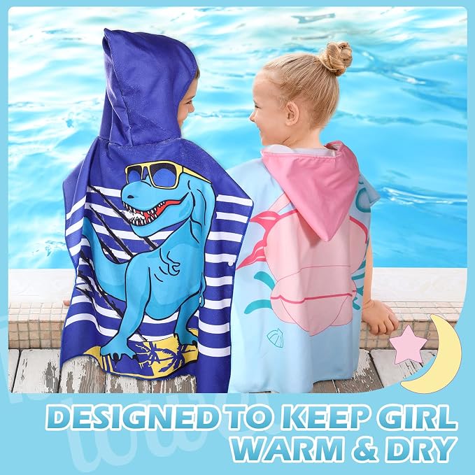Oudain 6 Pcs Kids Hooded Towel Kids Bath Towels with Hood Microfiber Baby Pool Beach Towel for Boy Girls Toddler (47 x 24 Inch,Cute Style) - Image 3