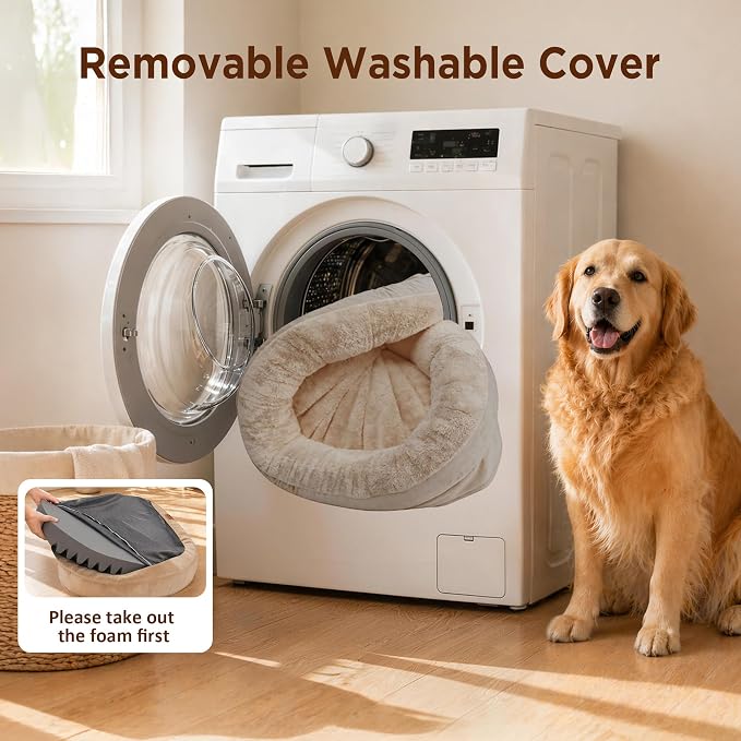 Waterproof Orthopedic Dog Bed for Extra Large Dogs, Light Brown | Supportive Crate Foam Relieves Joint Pressure, 360°Bolsters, Waterproof Inner,Washable Cover, Non-slip Bottom - Image 5