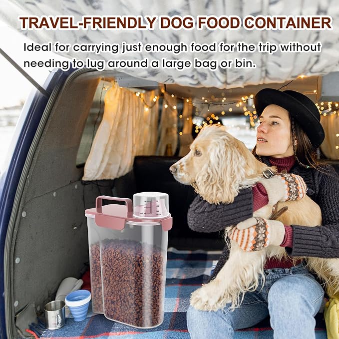 TBMax Portable Dog Food Storage Container 5 to 7 Lbs, Airtight Cat Food Container with Large Spout & Cup, Pet Food Storage Dispenser for Small Animal Kibble Storage, Dog Treat Bird Seed Container - Image 4