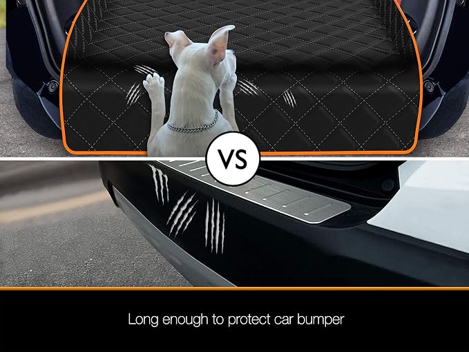 Dog Cargo Liner for Large SUV, Waterproof Dog Cargo Cover with Bumper Flap Protection Durable Car Trunk Mat for Pets Keep Your Vehicle Trunk Clean Universal Fit X-Lager SUV Car Seat Cover - Image 5