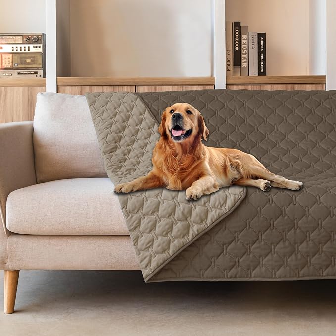 gogobunny 100% Double Sided Waterproof Dog Blanket Soft Pet Bed Cover Reversible Protect Furniture Couch Sofa Car for Puppy Cat Kids (Dark Walnut/Light Walnut, 52x82 Inch (Pack of 1)) by gogobunny