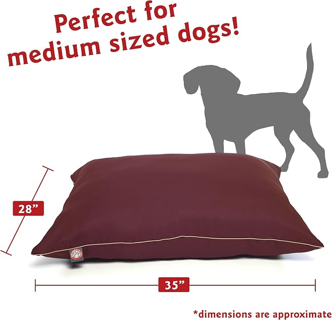 Majestic Pet Rectangle Medium Dog Bed Washable – Non Slip Comfy Pet Bed – Super Value Crate Pet Pillow – Puppy Kennel for Sleeping - Medium Breed 35 x 28 Inch – Solid Burgundy - Image 2