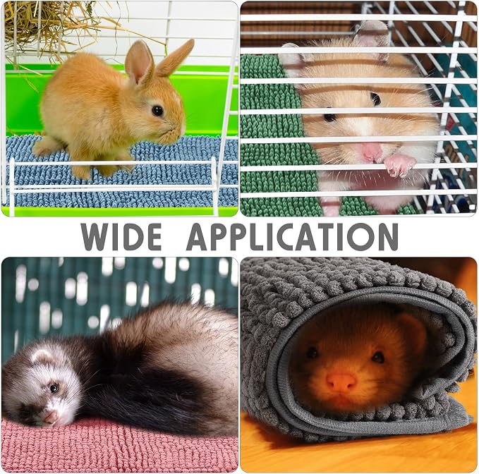 Amylove 4 Pcs Guinea Pig Cage Liner 12 x 12 Inch Washable Chenille Pee Pads Pet Dog Cat Bedding Training Mat Reusable for Small Animals Puppy Bunny Hamster Chinchilla - Image 5