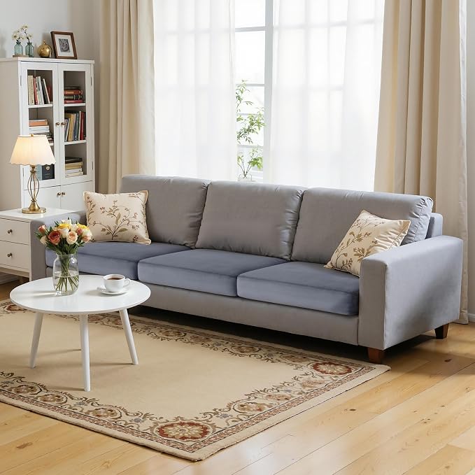 Hokway Velvet Couch Cushion Covers Water Resistant Seat Covers Stretch Sofa Cushion Protector(3 Cushion XL-Sofa, Grey) by Hokway