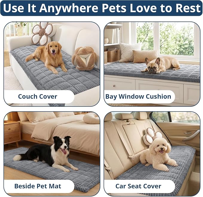 OstepDecor Couch Cover for Dogs, Washable Non Slip Sofa Cover for Pets, Soft Couch Covers for Sofa, Loveseat and Sectional, Furniture Protector Against Pet Hair & Scratches (27.6" x 82.7", Blue Grey) - Image 2