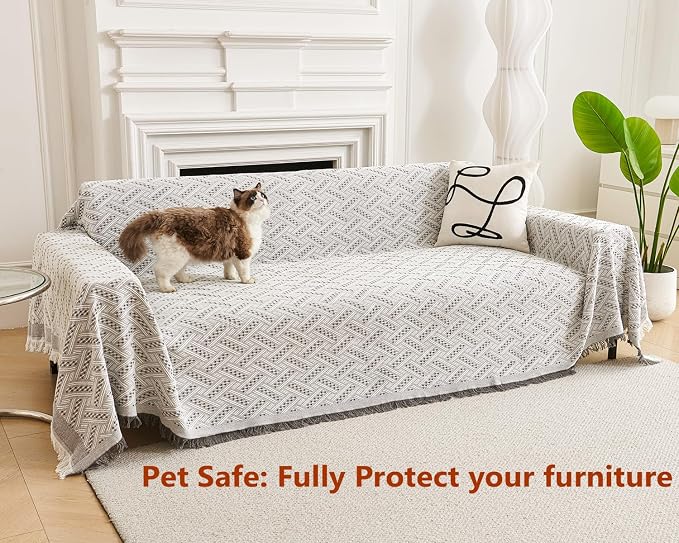 AIVIA Couch Cover Sheet Blanket, Oversized Couch Covers for 3-4 Cushion High Backed High Backrest Sofa, Extra Large Furniture Decoration Covers Sofa Slipcovers, L Shape U-Shaped Sectional Protector - Image 4