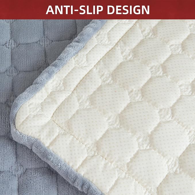 Couch Cover Sectional Couch Covers Non Slip Sofa Covers Washable for 3 Cushion Couch L Shaped Couch Protector Sofa Slipcovers for Kids Dogs Pets,Velvet,Gray,36''x82''(Only 1 Piece) - Image 5