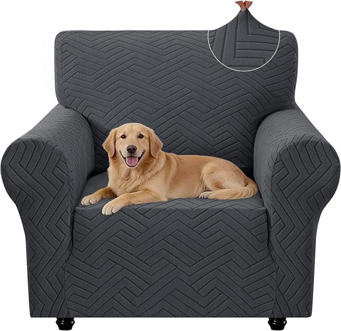 Stretch Sofa Cover Non-Slip Washable Furniture Protector | Stretch, 31"-46".Soft, Non Skid Foam, Elastic Bottom, Machine Washable, for Kids & Pets, Couch & Sofa, Dark Gray by YSTELLAA