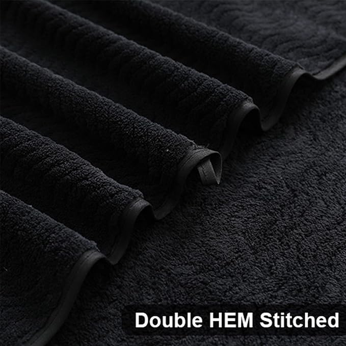 Smuge Ultra Soft 8 Piece Textured Bath Towel Set for Bathroom Shower Pool, Kitchen, Quick Dry, Lightweight Highly Absorbent - 2 Oversized Bath Towel Sheets, 2 Hand Towels, 4 Washcloths - Black - Image 5