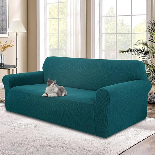 Stretch Oversized Sofa Couch Cover Washable Slipcover, Blue | 1-Piece X-large Sofa Cover For 3 Cushion,Furniture Protector Couch Cover For Dogs, Polyester Spandex Jacquard fabric by LuxshareHome