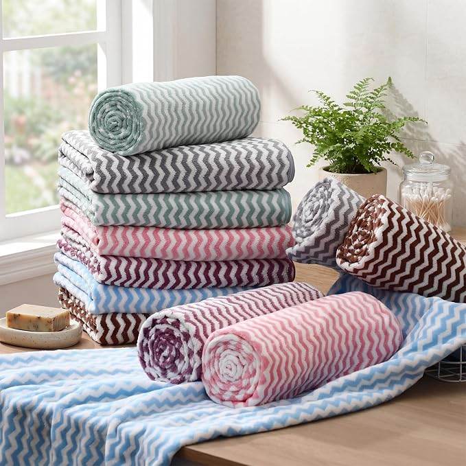 SmoothNovelty 18 Pack Microfiber Bath Towels Bulk 27'' x 60'' Oversized Size Bath Towel Highly Absorbent Extra Large Soft Drying for Beach Shower Summer Salon Sport Gym Party (Wave,Pastel) - Image 4
