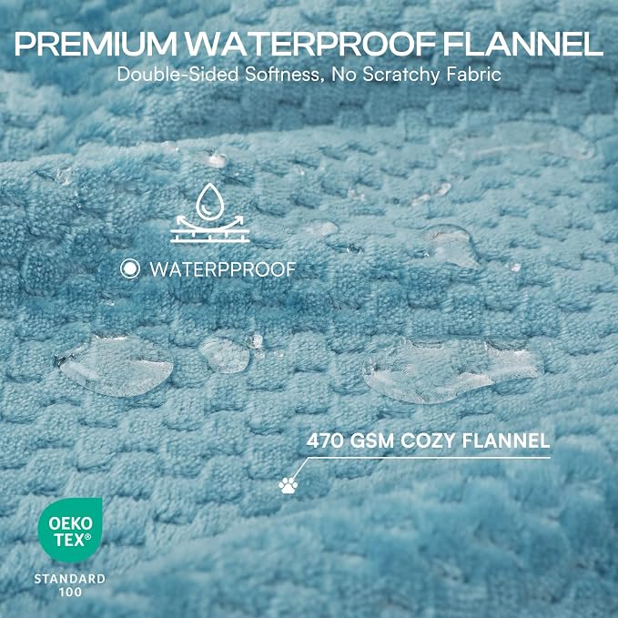Luciphia Waterproof Blanket for Large Dog Ultra-Soft & Calming Pet Throw Reversible Warm Fleece Durable Furniture Crate Couch Bed Cover Protector Machine Washable Leakproof Blue XL (85''x57'') - Image 2