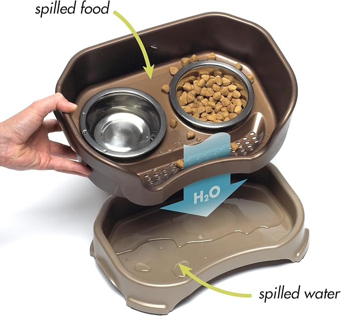 Neater Pet Brands Neater Feeder Deluxe Mess Proof Dog Bowls Elevated for Medium Dogs 19-40 lbs, Made in USA, No Spill Raised Dog Food Bowl Stand Feeding Station, Food and Water Bowl Set, Bronze - Image 2