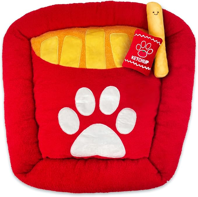 TONBO Soft Plush Small Cute and Cozy Nature Dog Cat Bed, Washer and Dryer Friendly (French Fries) by TONBO