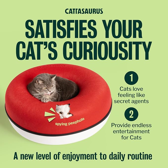 Cattasaurus Peekaboo Cat Cave, Extra Spacious for Multiple & Large Cats 12+ lbs, Scratch Detachable Cat Beds for Indoor Cats, Washable Tunnel Bed, Comfy Donut Tunnel (Ruby Snowball, Jumbo) - Image 6