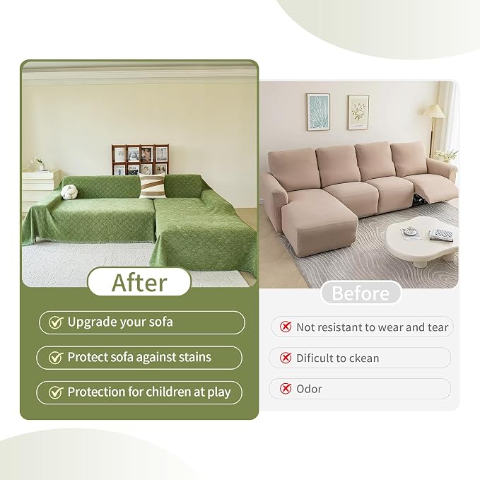 VANJOROY Green Couch Chair Cover, Armchair for 1 Cushion Couch, Washable Chenille Sofa Cover Protector Soft Sofa Slipcovers for Pets Dog with Tassel,71"x 91" - Image 6