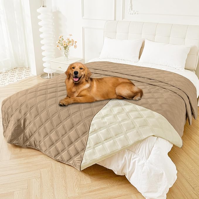 Smiry Waterproof Dog Bed Cover, Reversible Pet Blanket for Sofa Couch | Soft Washable Dog Blanket, Leakproof Couch Cover for Dogs Cats & Furniture Protection, 82x120, Camel/Beige by Smiry